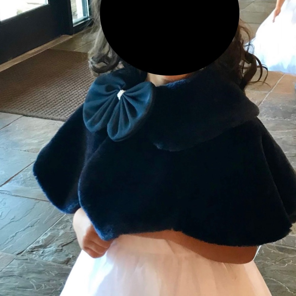 Faux fur navy blue cape bolero